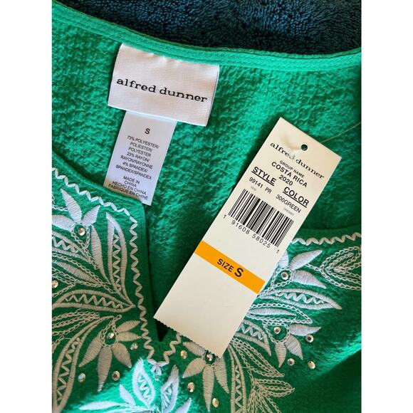Alfred Dunner Cold Shoulder Tunic Blouse Top Split Neck Green Women's Si… - Picture 6 of 9